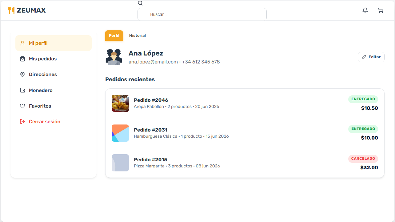 4. 4. Perfil e Historial